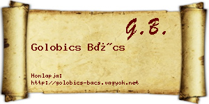 Golobics Bács névjegykártya